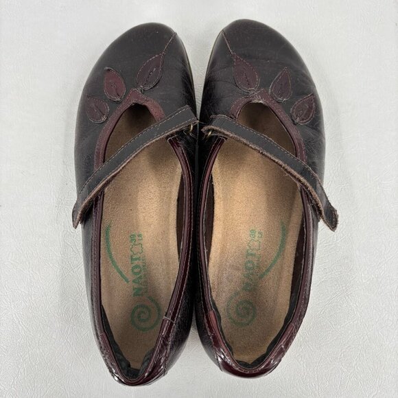 Naot Nau Mai Mary Jane Loafers Womens 8 EU 39 Dark Brown Burgundy Leather Flats - Picture 2 of 10